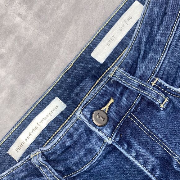 Pilcro and the Letterpress Jeans Womens 26 Blue Stet Split Ankle Stretch - Picture 2 of 7